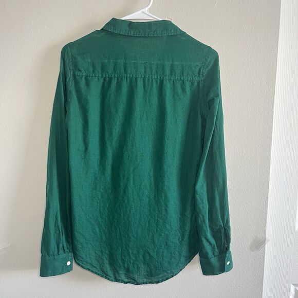 Lilly Pulitzer Sea View Woven Linen Point Collar Button Down Shirt Green Women S - Picture 6 of 6